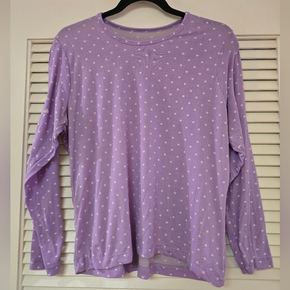 RE Performance - Purple & White Long-Sleeve Polka-Dot Top
